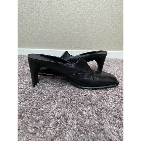 CORDANI Black Leather Slip Ons Mule Heels Size 6 - Picture 12 of 13